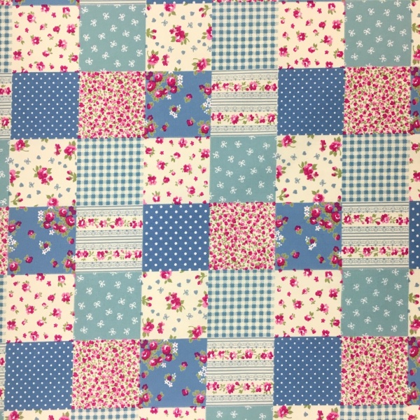 100% Cotton PATCHWORK SKY BLUE